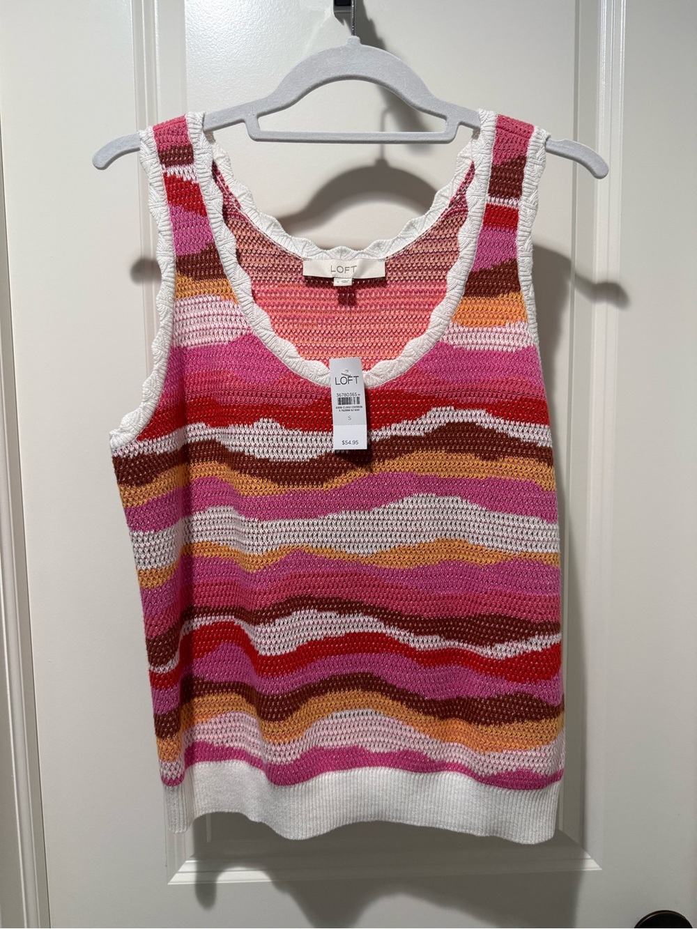 LOFT Pink Multi-Stripe Sweater Knit Tank